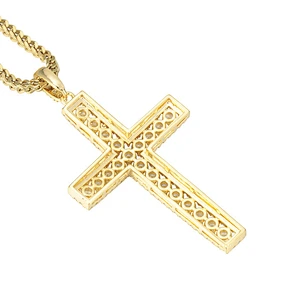 Urban Jewelry Hip Hop AAA CZ Gold Cross Pendant