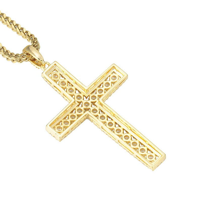 Urban Jewelry Hip Hop AAA CZ Gold Cross Pendant