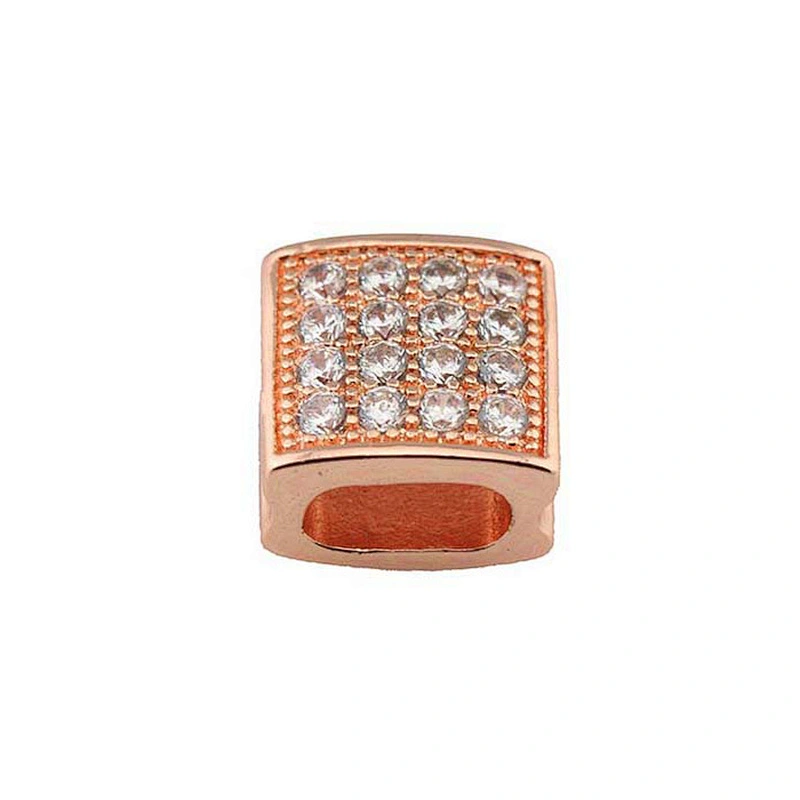 Miss Jewelry 14K CZ micro pave gold spacer beads