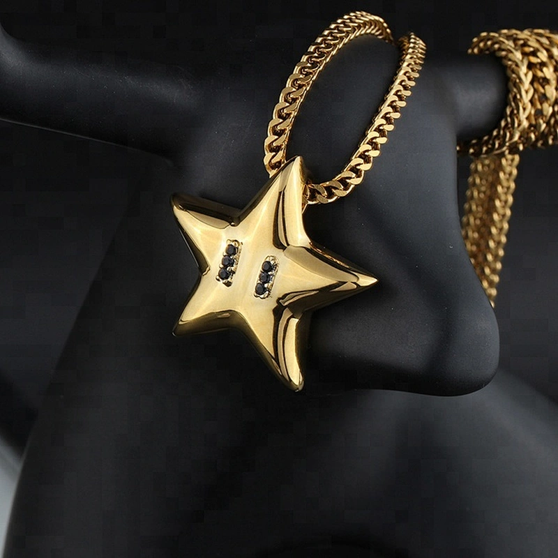 Miss Jewelry Cheap Pave Moon Star Pendant Necklace Gold
