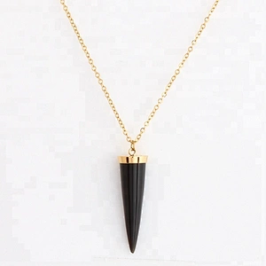 Miss Jewelry Women's Fashion Jewelry Gold Plated Stainless Steel Bullet Shell Pendant Necklace