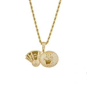 Micro Pave Zodiac Emoji Pendants Gold Mens