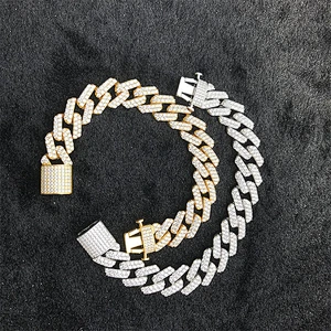 Missjewelry Micro Pave AAA CZ Iced Out 14k 18k Gold Cuban Link Chain