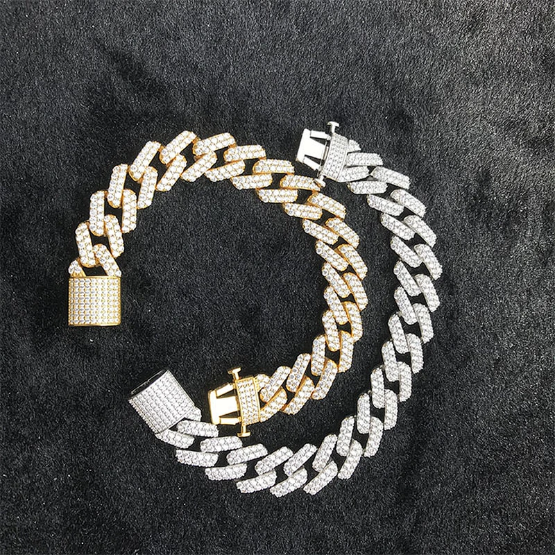 Missjewelry Micro Pave AAA CZ Iced Out 14k 18k Gold Cuban Link Chain