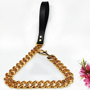 Metal Clasp Engraved Dog Collar Chain Lead