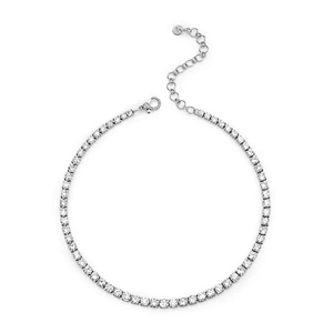 14k gold plated diamond choker tennis necklace for girls