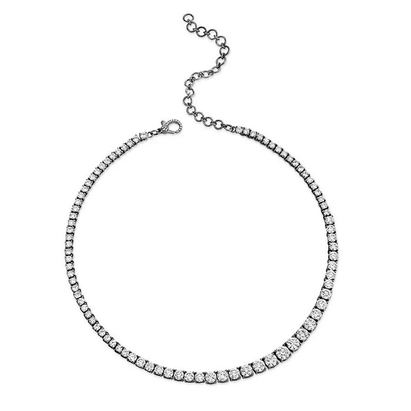 Miss Jewelry fashion gradual round CZ diamond tennis link choker