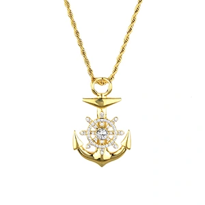 Gold Anchor Pendant Necklace New Design Stainless Steel Anchor Pendant