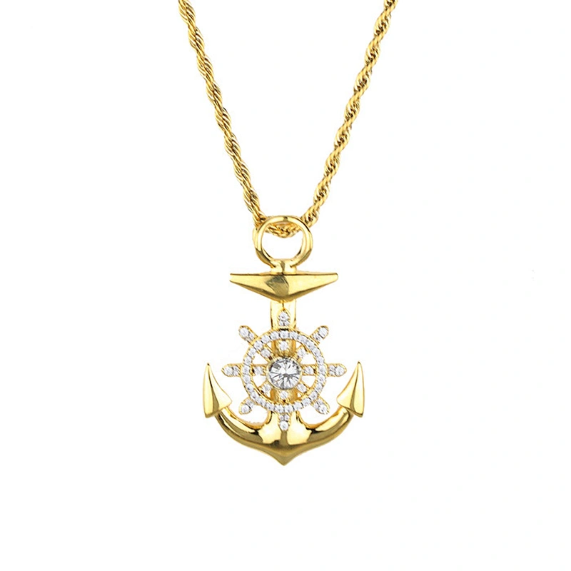 Gold Anchor Pendant Necklace New Design Stainless Steel Anchor Pendant