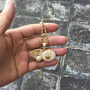 Micro Pave Zodiac Emoji Pendants Gold Mens