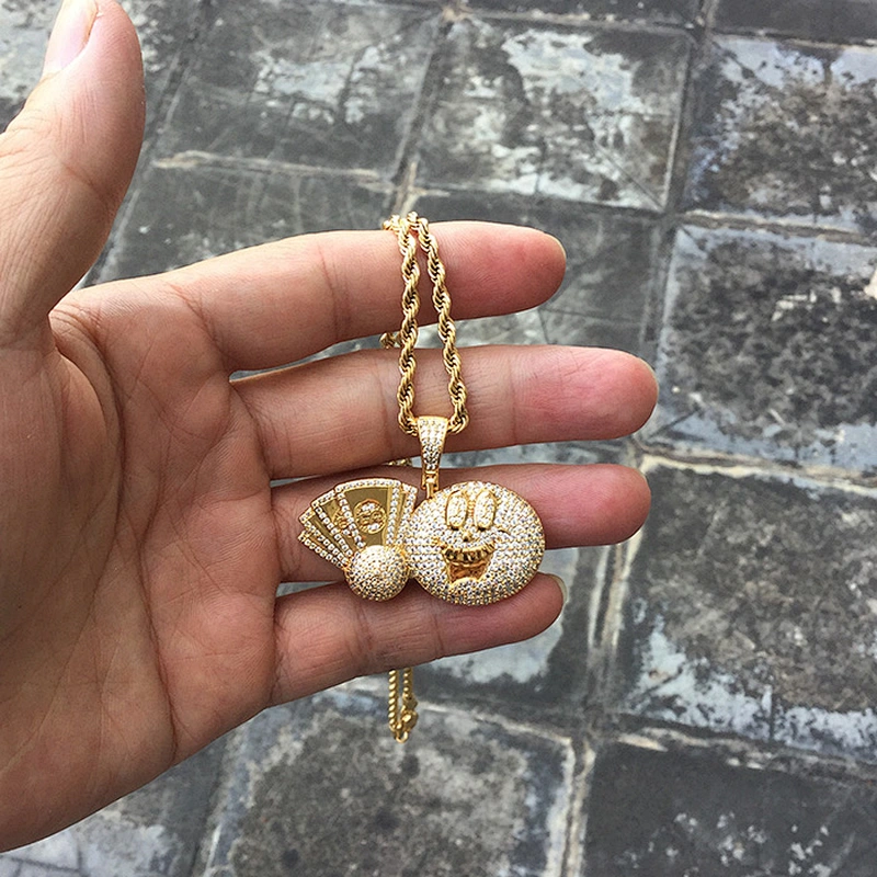 Micro Pave Zodiac Emoji Pendants Gold Mens