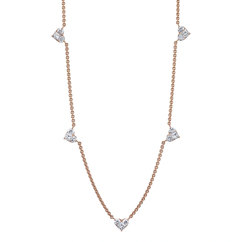 Miss Jewelry Cheap New Designs 14k Gold 5 Heart Necklace Wholesale
