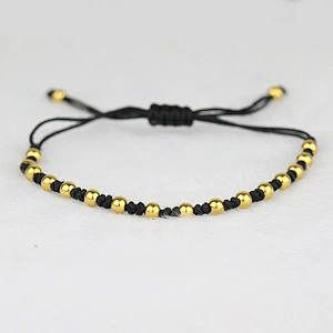 Fashion men brass/silver bead macrame bracelet wholesale