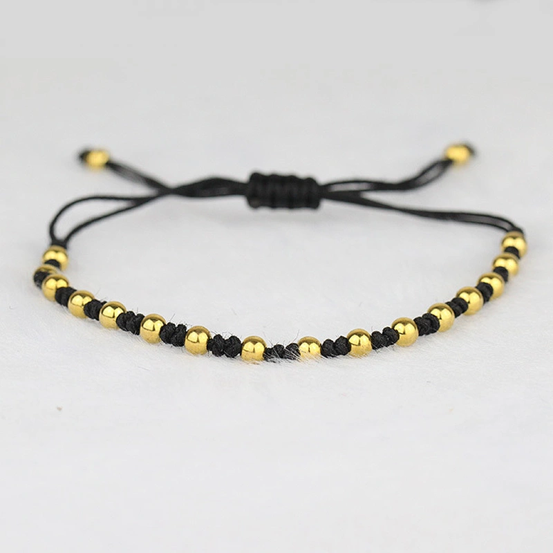 Fashion men brass/silver bead macrame bracelet wholesale