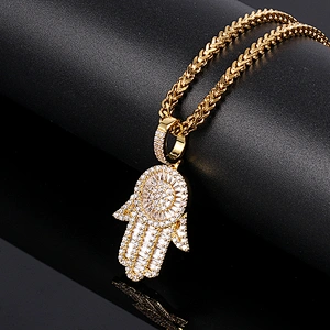 Men Gold Necklace With Customized Ice Pendant
