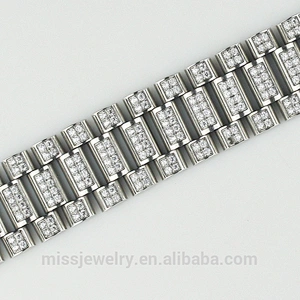 Mens Metal Watch Bracelets Sterling Silver AAA CZ
