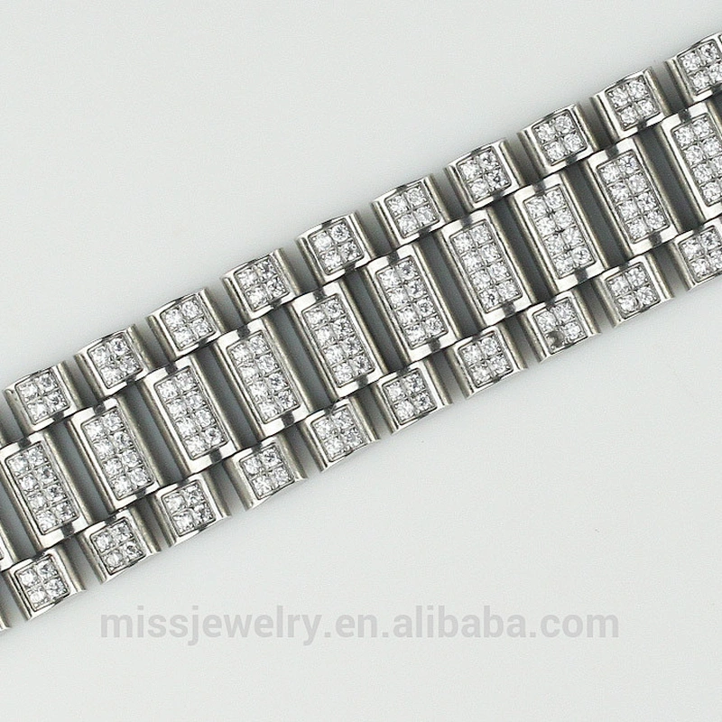 Mens Metal Watch Bracelets Sterling Silver AAA CZ