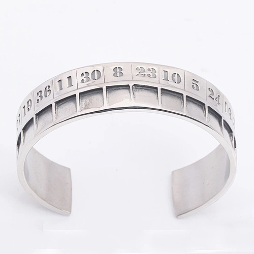 Numbers Mens Tibetan Sterling Silver Cuff Bracelet