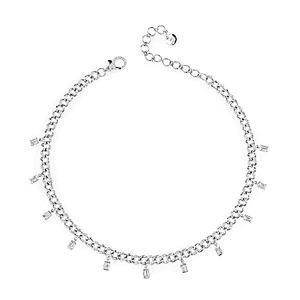 Hip hop jewelry baguette drop link 925 sterling silver women necklace choker