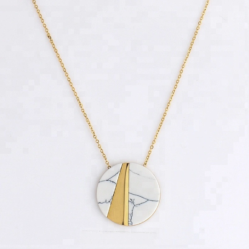 Miss Jewelry Women's Gold Gemstone Stone Pendant Necklace