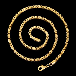 Wholesale high quality gold layered square link chain necklace with lobster clasp