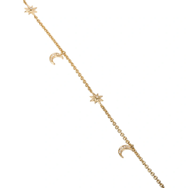 Miss Jewelry Gold Moon Star Dangle Drop Choker