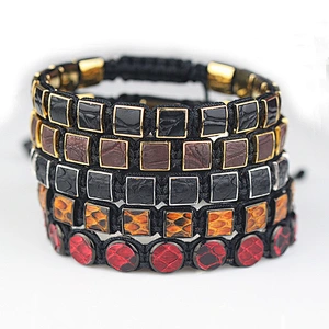 Wholesale Exotic Genuine Stingray Leather Beads Bracelet Mens Jewellery