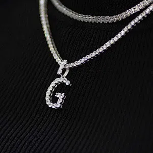 Missjewelry Hot Selling Custom Zircon Paved Sterling Silver Bubble Letter Pendants Mens HipHop Jewelry