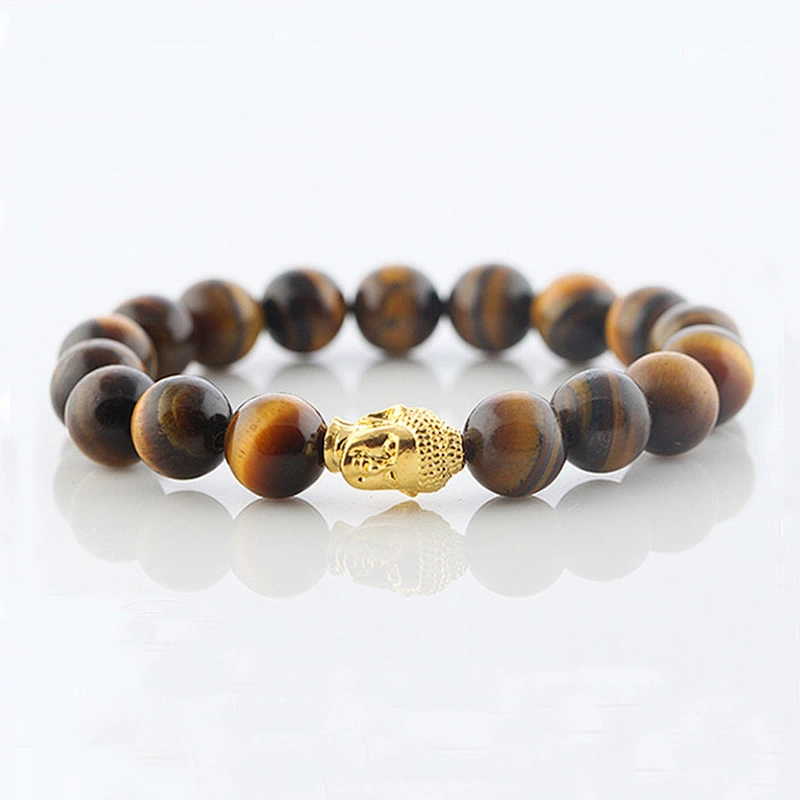 Hot sale cheap gold tiger eye buddha beads bracelet