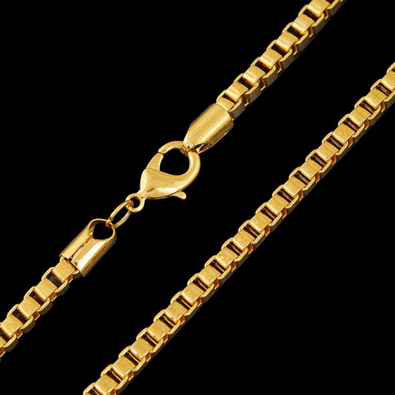 Wholesale high quality gold layered square link chain necklace with lobster clasp