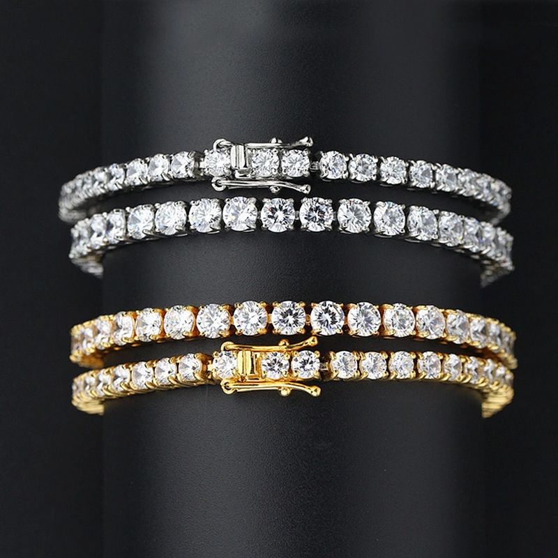 Missjewelry New 925 Sterling Silver Diamond Gold Cubic Zirconia CZ Tennis Bracelet Designs