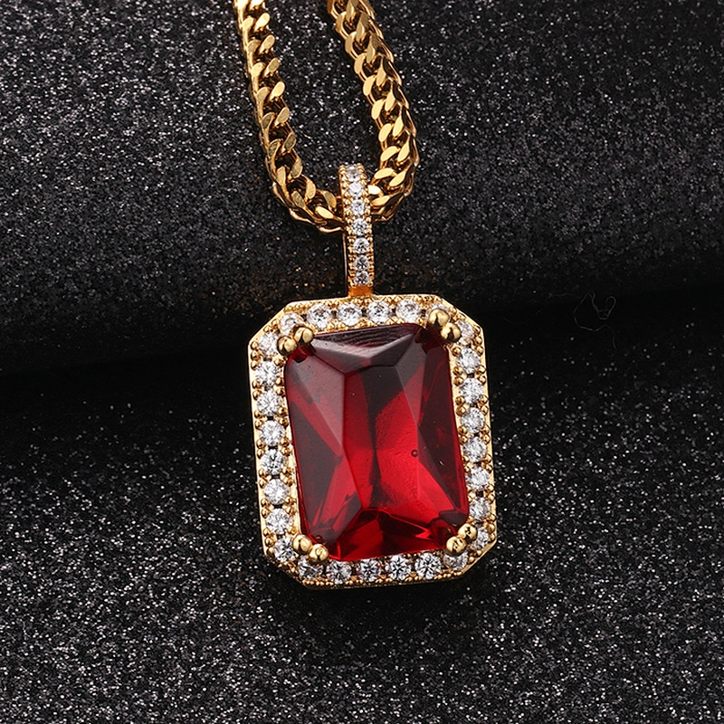 Missjewelry Hip Hop Jewelry Natural Gemstone Ruby Stone Pendant