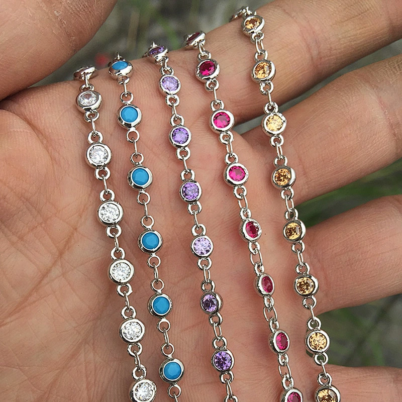 Cubic Zircon Beads Micro Pave CZ Gold Jewelry Necklace