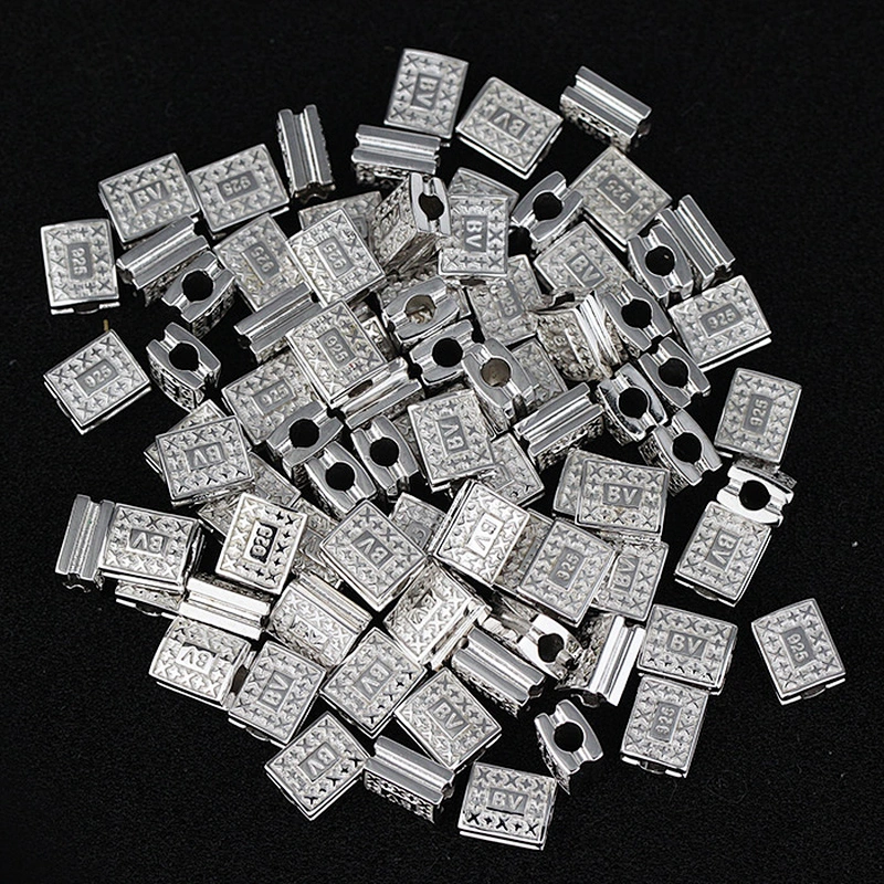 Missjewelry 925 Sterling Silver Custom Metal Engraved Logo Beads, Custom Made Spacer Beads MJCB047