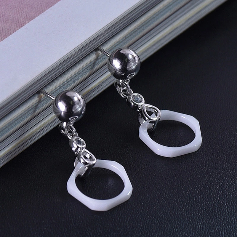 Modern fashion jewelry manufactures women CZ diamond ceramic stud earrings
