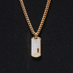 Missjewelry CZ Custom Hip Hip Diamond Dog Tag Mens Pendant