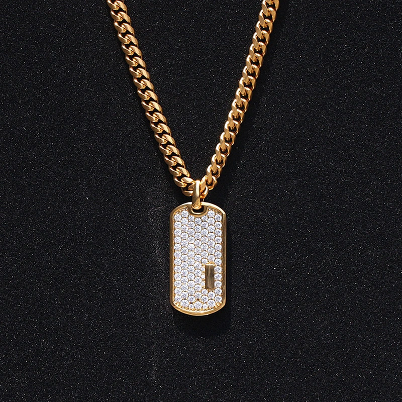 Missjewelry CZ Custom Hip Hip Diamond Dog Tag Mens Pendant
