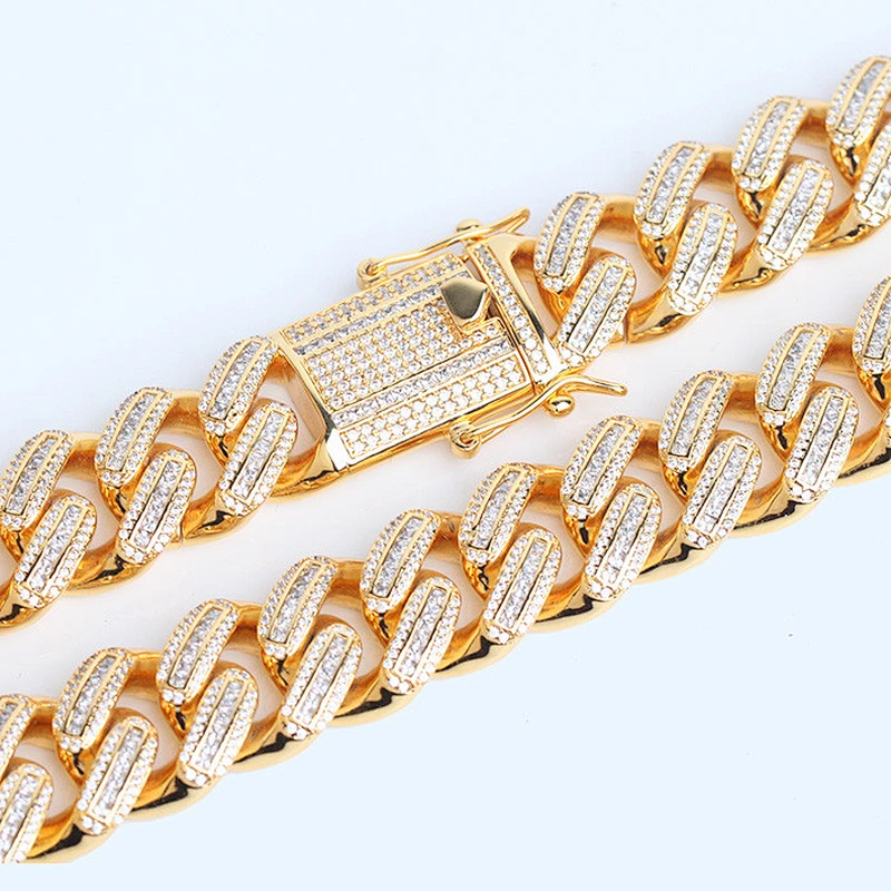 Miss Jewelry 18mm 18inch Fashion Hip Hop Gold Diamond Iced Out Necklace Chain Men