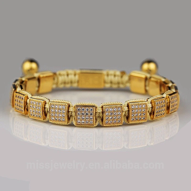New arrival luxury trendy stretch gold bracelets for men designs