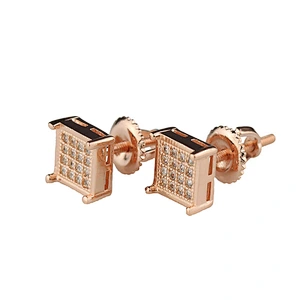 Wholesale 925 Sterling Silver Jewelry AAA CZ Fashion Men Tanishq Gold Plated Big Stud Earrings