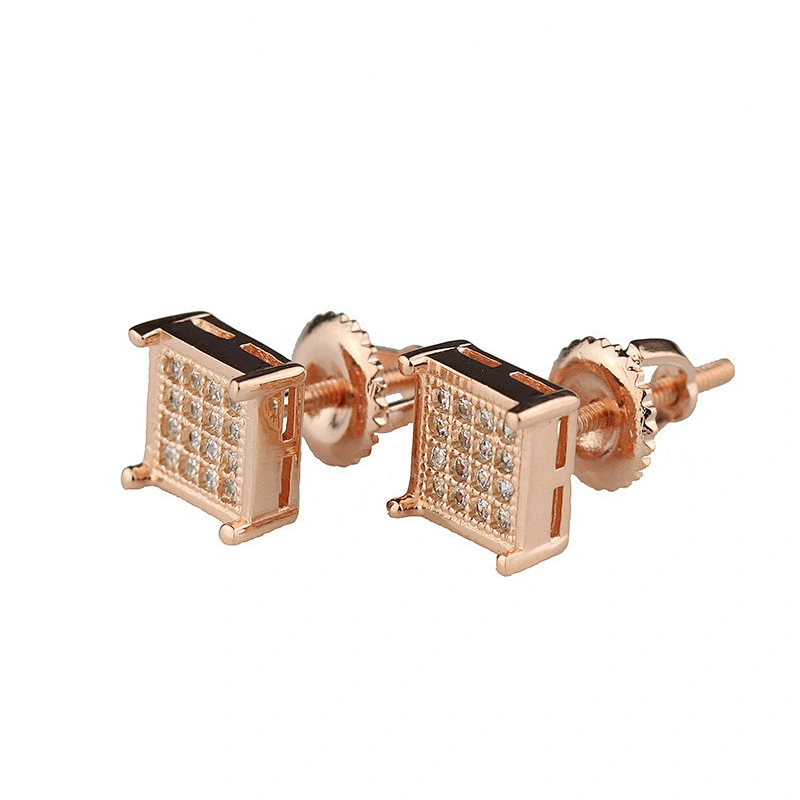 Wholesale 925 Sterling Silver Jewelry AAA CZ Fashion Men Tanishq Gold Plated Big Stud Earrings