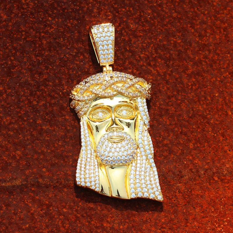 Hip Hop Diamond Zodiac Jesus Head Pendant Necklace