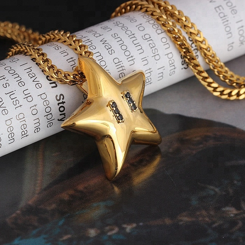 Miss Jewelry Cheap Pave Moon Star Pendant Necklace Gold