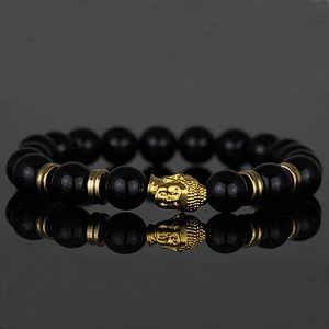 Missjewelry black agate buddha bracelet thread bead bracelet natural stone wholesale