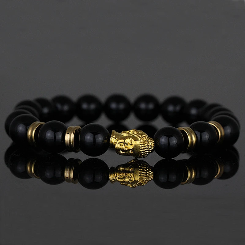 Missjewelry black agate buddha bracelet thread bead bracelet natural stone wholesale