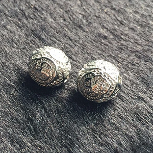 Missjewelry 18K plated sterling silver metal alloy custom logo beads for jewelry making, CZ Micro Pave om Beads