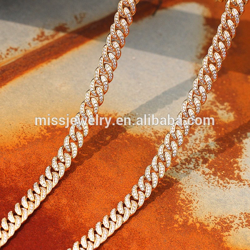 Miss Jewelry Hiphop Men's 14K Gold Necklace Cuban Chains, Bling Bling Chains Wholesale