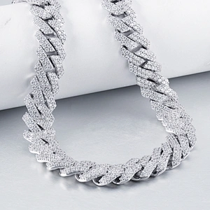 Wholesale Prong Cuban Link Necklaces Jewelry Men Filled Gold Plated Iced Out Chain