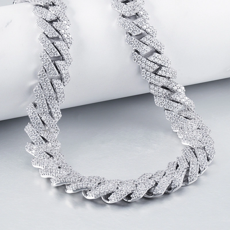 Wholesale Prong Cuban Link Necklaces Jewelry Men Filled Gold Plated Iced Out Chain