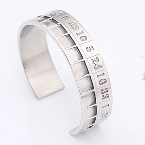 Numbers Mens Tibetan Sterling Silver Cuff Bracelet